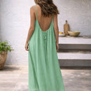 Vestido largo de playa con tirantes ajustables y bolsillos