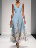 Vestido floral de fiesta para mujer con escote en V