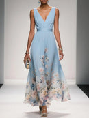 Vestido floral de fiesta para mujer con escote en V