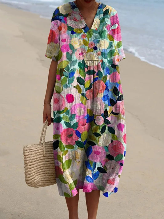 Vestido floral de verano para mujer de corte fluido