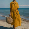 Vestido casual de mujer con botones y manga media
