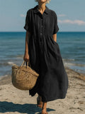 Vestido casual de mujer con botones y manga media