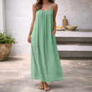Vestido largo de playa con tirantes ajustables y bolsillos