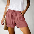 Shorts casuales de mujer de corte holgado con cordón
