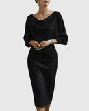Vestido midi de mujer con mangas murciélago