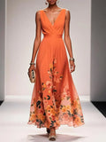 Vestido floral de fiesta para mujer con escote en V