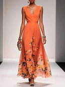 Vestido floral de fiesta para mujer con escote en V