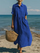 Vestido casual de mujer con botones y manga media