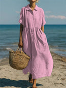 Vestido casual de mujer con botones y manga media