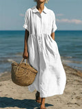 Vestido casual de mujer con botones y manga media
