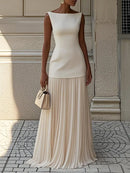 Vestido largo de fiesta con falda plisada