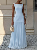 Vestido largo de fiesta con falda plisada
