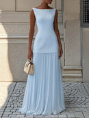 Vestido largo de fiesta con falda plisada