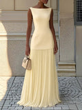 Vestido largo de fiesta con falda plisada