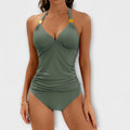 Traje de baño de dos piezas de mujer con cuello halter