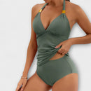 Traje de baño de dos piezas de mujer con cuello halter