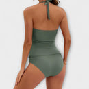 Traje de baño de dos piezas de mujer con cuello halter