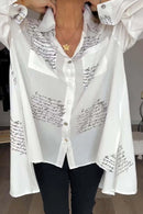 Camisa holgada de mujer con estampado de letras