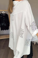 Camisa holgada de mujer con estampado de letras