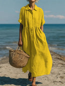 Vestido casual de mujer con botones y manga media