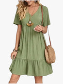 Vestido de verano de manga corta con escote en V