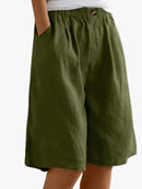 Shorts amplios de mujer con bolsillos y cintura sin botones