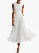 Vestido midi para mujer con escote fruncido y falda fluida