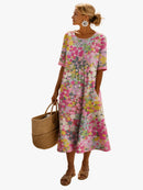 Vestido midi floral para mujer de corte fluido