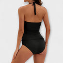 Traje de baño de dos piezas de mujer con cuello halter