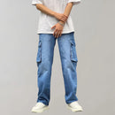 Jeans cargo baggy de hombre con bolsillos amplios