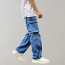 Jeans cargo baggy de hombre con bolsillos amplios