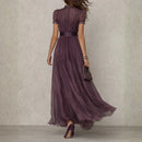 Vestido largo de fiesta con detalles de encaje
