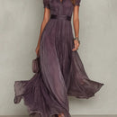 Vestido largo de fiesta con detalles de encaje