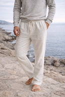 Pantalón de lino de hombre con cintura ajustable