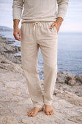 Pantalón de lino de hombre con cintura ajustable