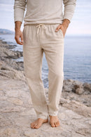 Pantalón de lino de hombre con cintura ajustable