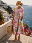Vestido midi floral para mujer de corte fluido