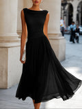Vestido midi para mujer con escote fruncido y falda fluida