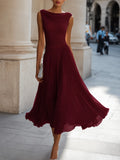 Vestido midi para mujer con escote fruncido y falda fluida