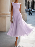 Vestido midi para mujer con escote fruncido y falda fluida