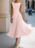 Vestido midi para mujer con escote fruncido y falda fluida