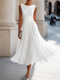 Vestido midi para mujer con escote fruncido y falda fluida