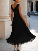 Vestido midi para mujer con escote fruncido y falda fluida