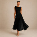 Vestido midi para mujer con escote fruncido y falda fluida