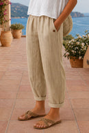 Pantalón de lino de verano para mujer de corte fluido