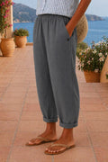 Pantalón de lino de verano para mujer de corte fluido