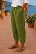 Pantalón de lino de verano para mujer de corte fluido