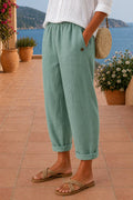 Pantalón de lino de verano para mujer de corte fluido