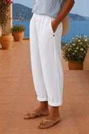Pantalón de lino de verano para mujer de corte fluido