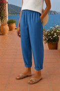 Pantalón de lino de verano para mujer de corte fluido